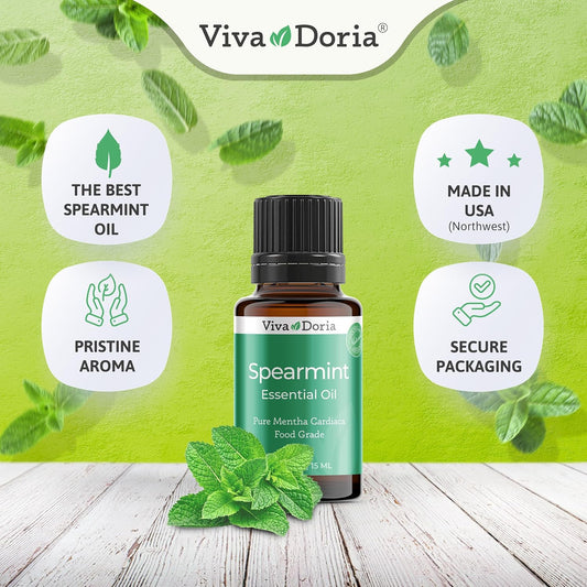 Viva Doria 100% Pure Spearmint Essential Oil, Undiluted, Food Gradel, 15 Ml (0.5 Fluid Ounce)