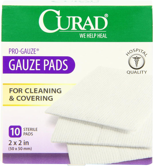 Curad Non-Woven Pro-Gauze, 2" X 2", 10 Count, Pack Of 6