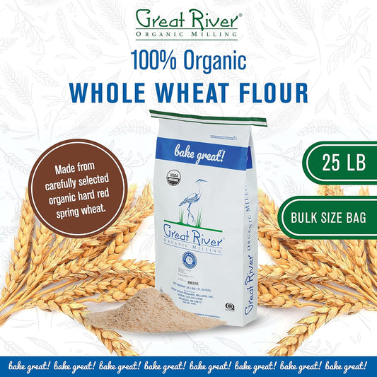 Great River Organic Milling Organic Whole Wheat Flour, 25-Pounds (Pack Of1)