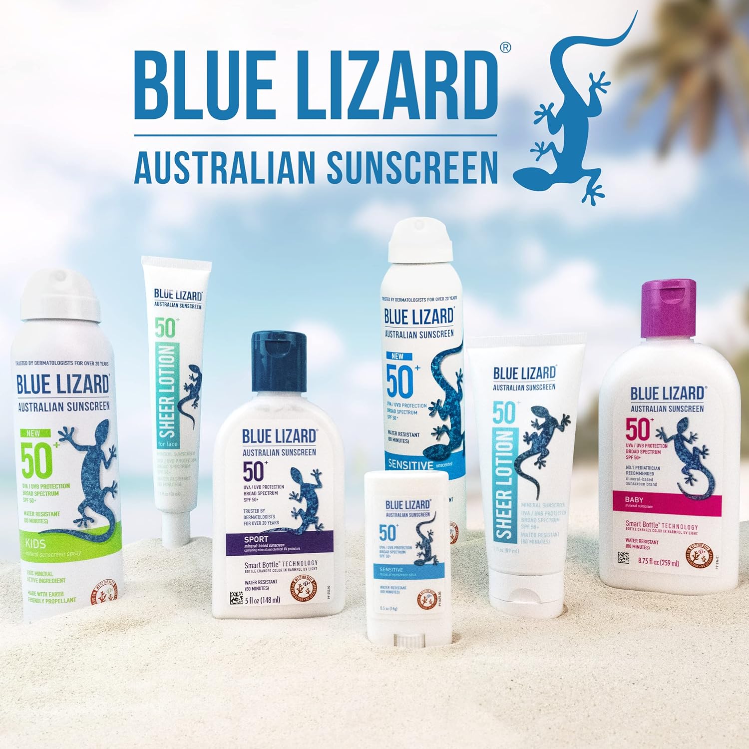 Blue Lizard SENSITIVE Mineral Sunscreen with Zinc Oxide, SPF 50+, Water Resistant, UVA/UVB Protection with Smart Cap Technology - Fragrance Free, 3 oz. Tube : Beauty & Personal Care