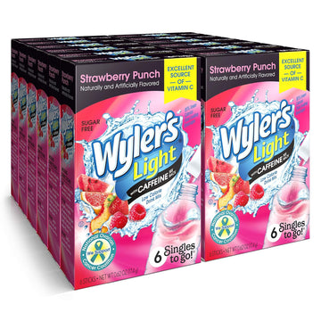 Wyler'S Light Singles To Go Caffeinated Drink Mix - Strawberry Punch Powder Sticks (12 Boxes With 6 Packets Each - 72 Total Servings)