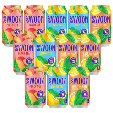 Swoon Iced Tea Variety Pack - Low Carb, Paleo-Friendly, Gluten-Free Keto Drink - Half + Half Iced Tea Lemonade, Peach Iced Tea, And Lemon Tea - 12 Fl Oz (Pack Of 12)