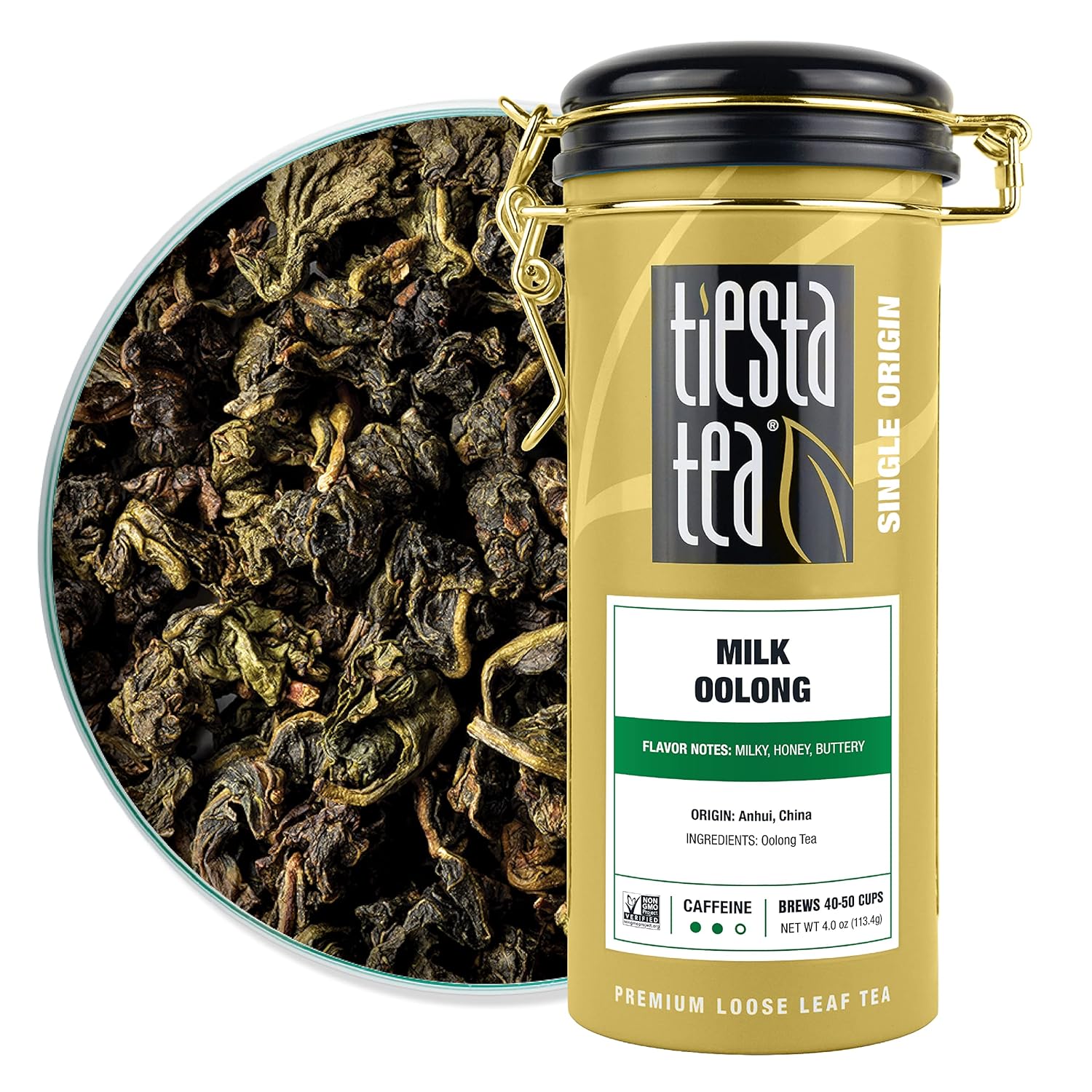 Tiesta Tea - Milk Oolong Tea | Single Origin Premium Loose Leaf Oolong Tea From China | Medium Caffeinated | Make Hot Or Iced Tea & Up To 50 Cups | 100% Pure Unblended - 4Oz Refillable Tin