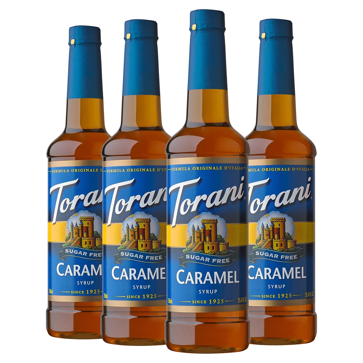 Torani Sugar Free Syrup, Caramel, 25.4 Fl Oz, (Pack Of 4)