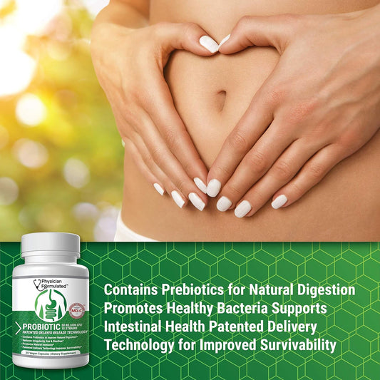 Probiotics For Women & Men - 50 Billion 15 Strains Slow Release Dr Capsules & Prebiotics To Improve Digestive Health, Immune Support Supplement Full Month Supply