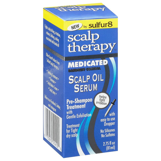 Sulfur 8 Medicated Scalp Thereapy Oil Serum 2.75 Fl Oz Pre-Shampoo Treatment For Dandruff Control, No Silicones, No Sulfates, For Tight Dry Scalp, Gentle Exfoliation, Includes Easy To Use Dropper : Beauty & Personal Care