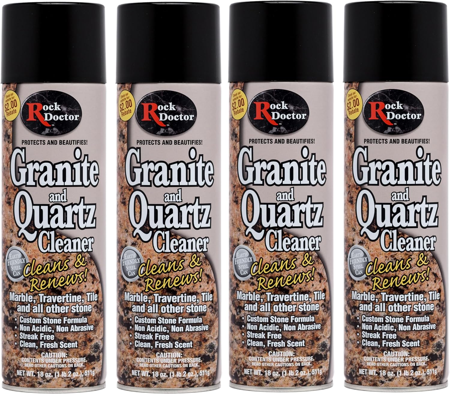 Rock Doctor Granite Cleaner - Cleans& Renews Surfaces - 18 oz Surface Cleaner Spray, Granite/Marble Countertop Cleaner, Cleaning Spray for Vanity, Table Top, Kitchen Counters, Stone Surfaces Pack of 4