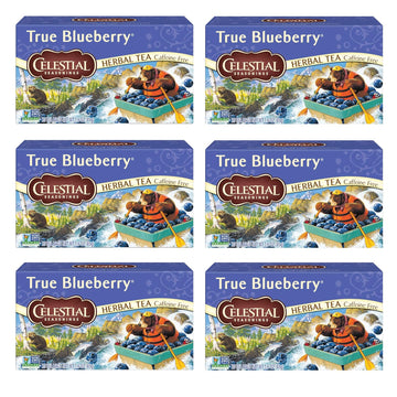 Celestial Seasonings True Blueberry Herbal Tea, Caffeine Free, 20 Tea Bags Box, (Pack Of 6)