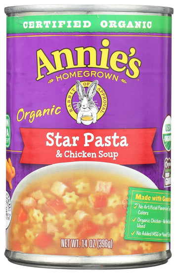 Annie’S Organic Star Pasta And Chicken Canned Soup, Ready To Serve, 14 Oz (Pack Of 8)