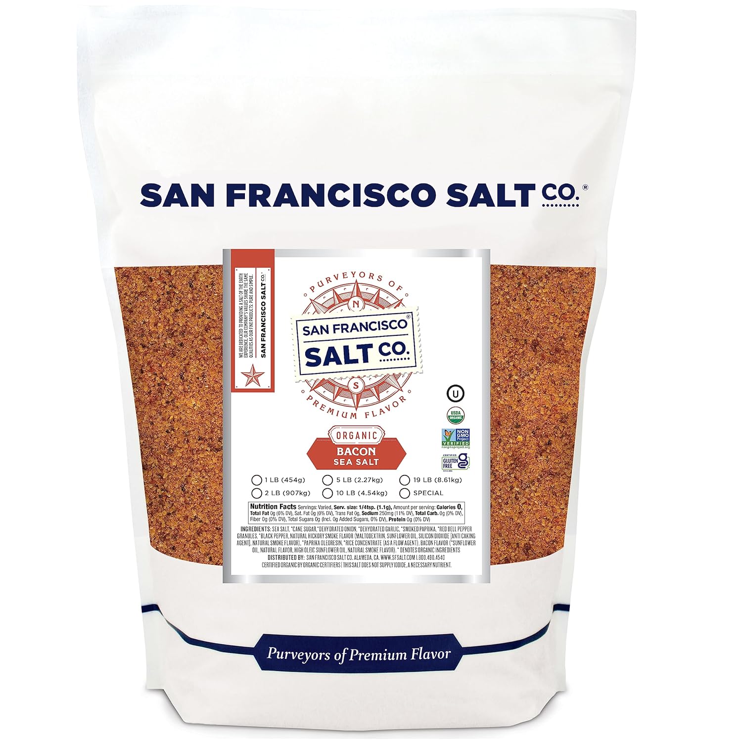 Organic Bacon Flavored Salt 2 Lbs. By San Francisco Salt Company