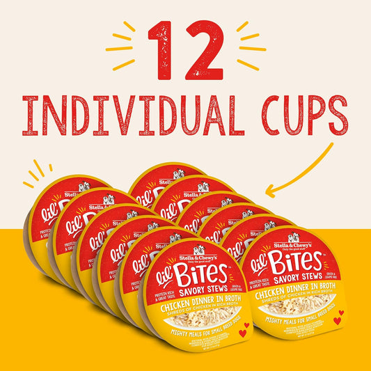 Stella & Chewy'S Lil Bites Savory Stews For Small Breeds Chicken Dinner In Broth, 2.7 Oz. Cups (Pack Of 12)