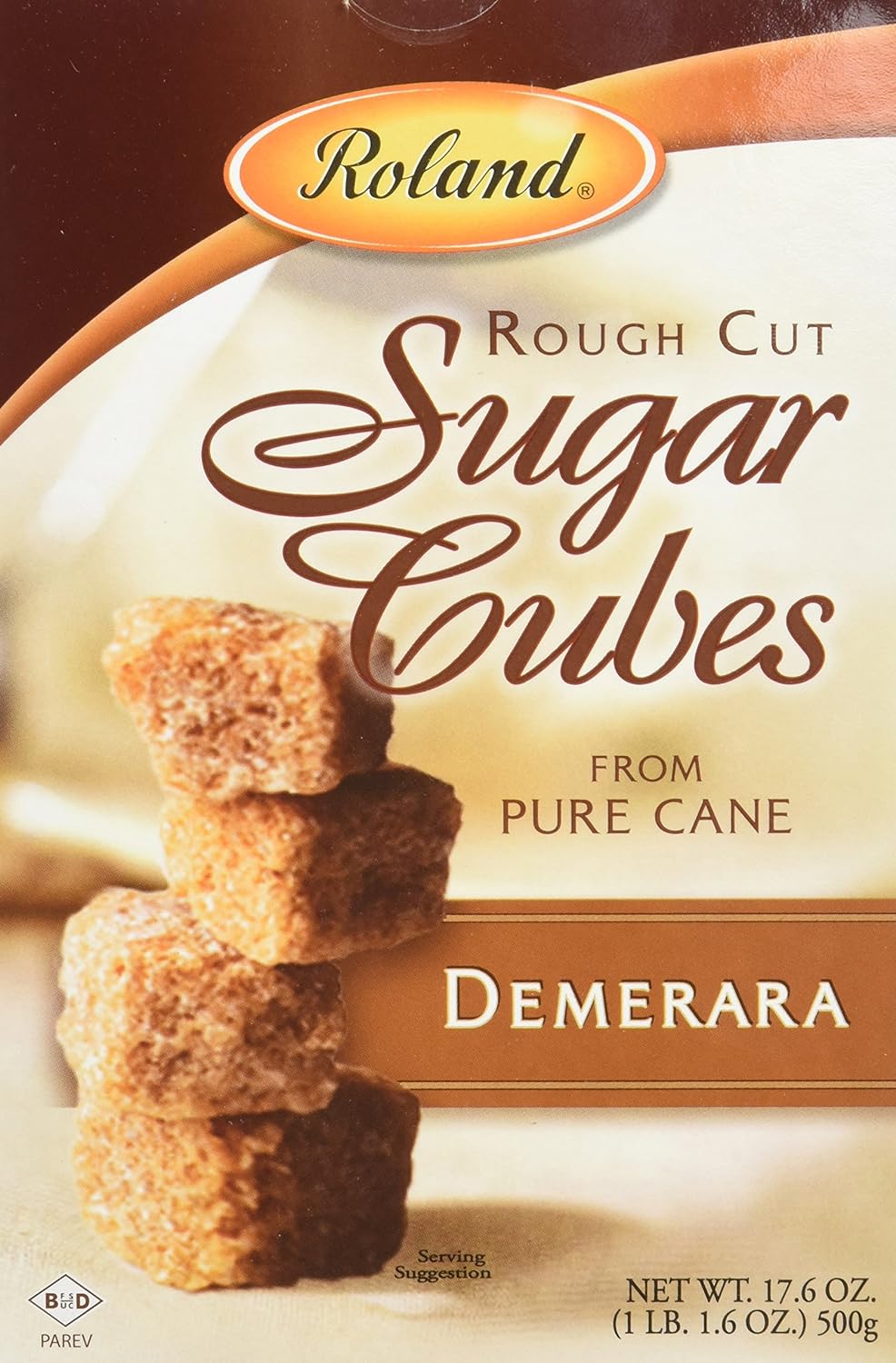 Roland Foods Rough Cut Demerara Sugar Cubes, 17.6 Ounce Box, Pack of 6