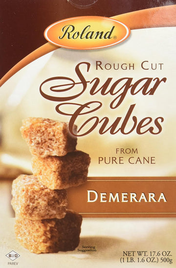 Roland Foods Rough Cut Demerara Sugar Cubes, 17.6 Ounce Box, Pack Of 6