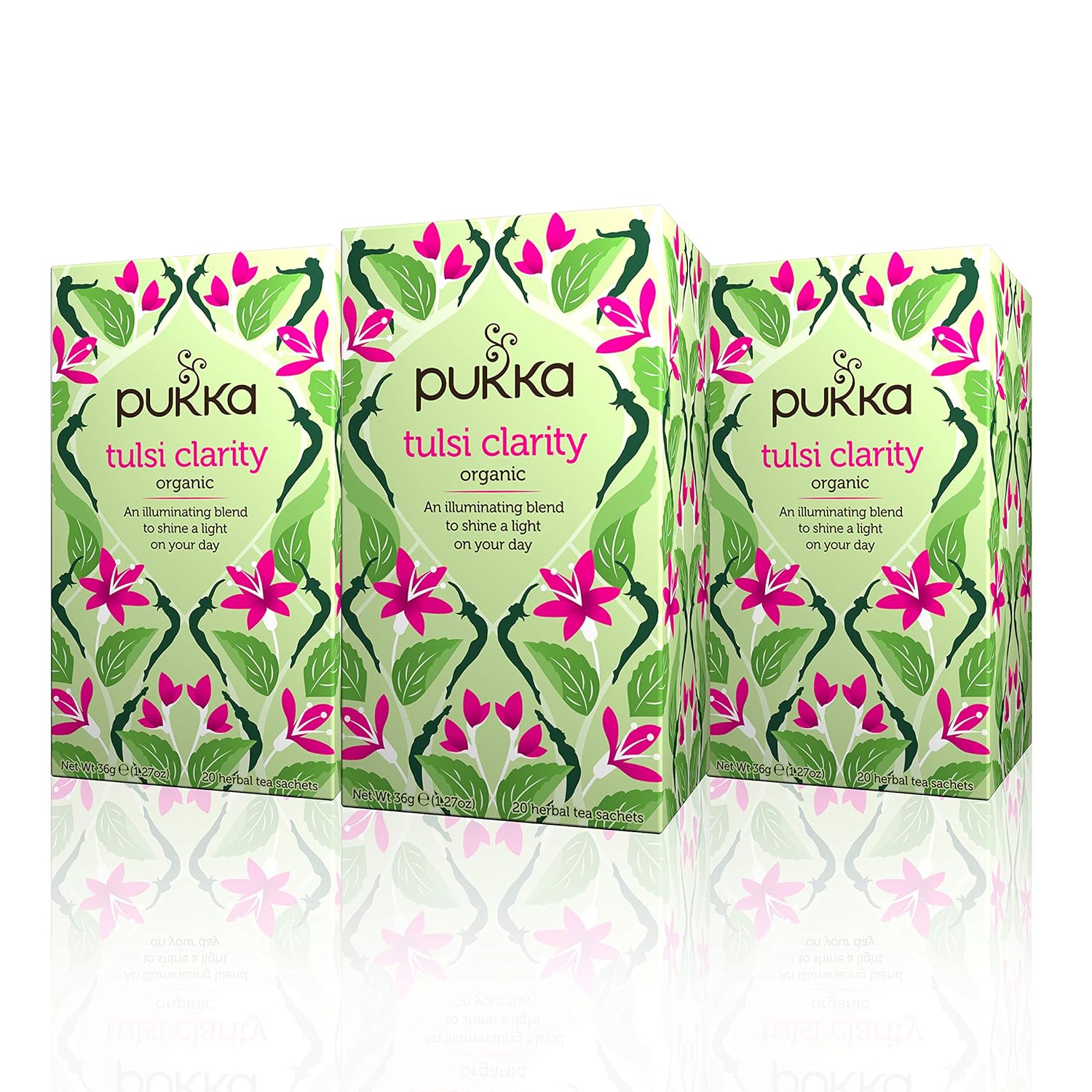 Pukka Organic Tea Bags, Tulsi Clarity, Herbal Holy Basil Tea, 20 Count (Pack Of 3)