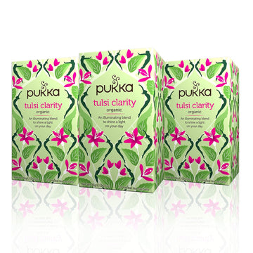 Pukka Organic Tea Bags, Tulsi Clarity, Herbal Holy Basil Tea, 20 Count (Pack Of 3)