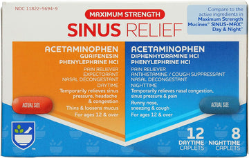 Rite Aid Maximum Strength Daytime and Nighttime Sinus Relief Caplets - 20 Count | Sinus & Cold Medicine | Cough & Cold Medicine | Cold Medicine for Adults | Sinus Pressure & Tension Headache Relief