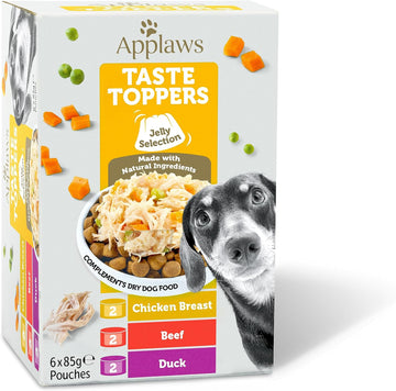 Applaws Grain Free Natural Wet Dog Food Topper, Chicken and Meat Selection in Jelly 85g Pouch (6 x 85g Pouches)
