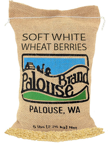 Soft White Wheat Berries | 5 LBS | Family Farmed in Washington State | 100% Desiccant Free | Non-GMO Project Verified | 100% Non-Irradiated | Kosher | Field Traced | Burlap Bag