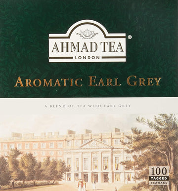 Ahmad Tea Black Tea, Earl Grey Aromatic Teabags, 100 Ct - Caffeinated & Sugar-Free, Packaging May Vary