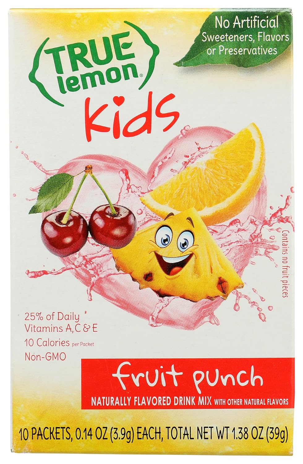 True Lemon Kids Fruit Punch Flavored Drink Mix Packets, 10 Count, 1.38 Oz (Pack Of 12)