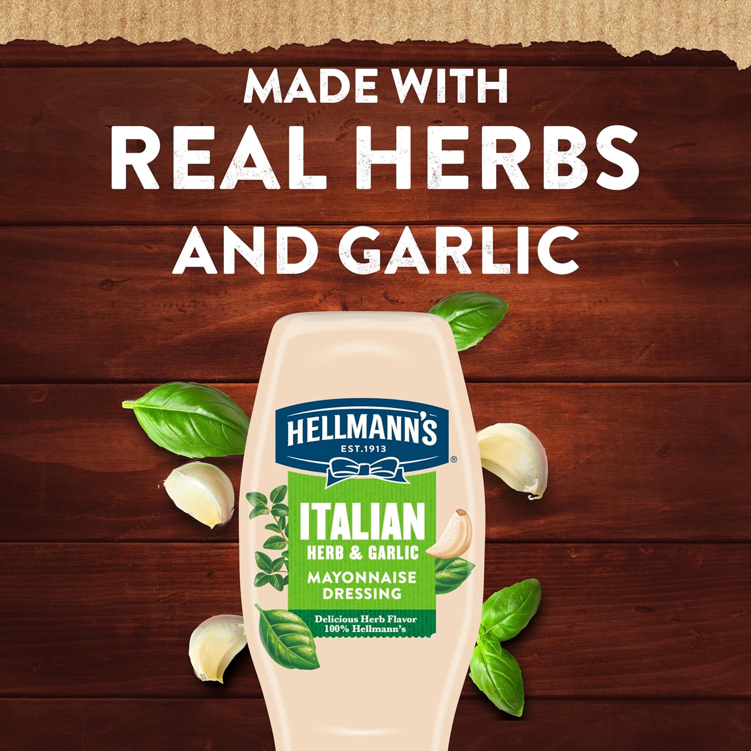Hellmann'S Mayonnaise Dressing Italian Herb & Garlic For A Deliciously Creamy Condiment, With Real Ingredients & No Artificial Flavors, 11.5 Oz : Grocery & Gourmet Food