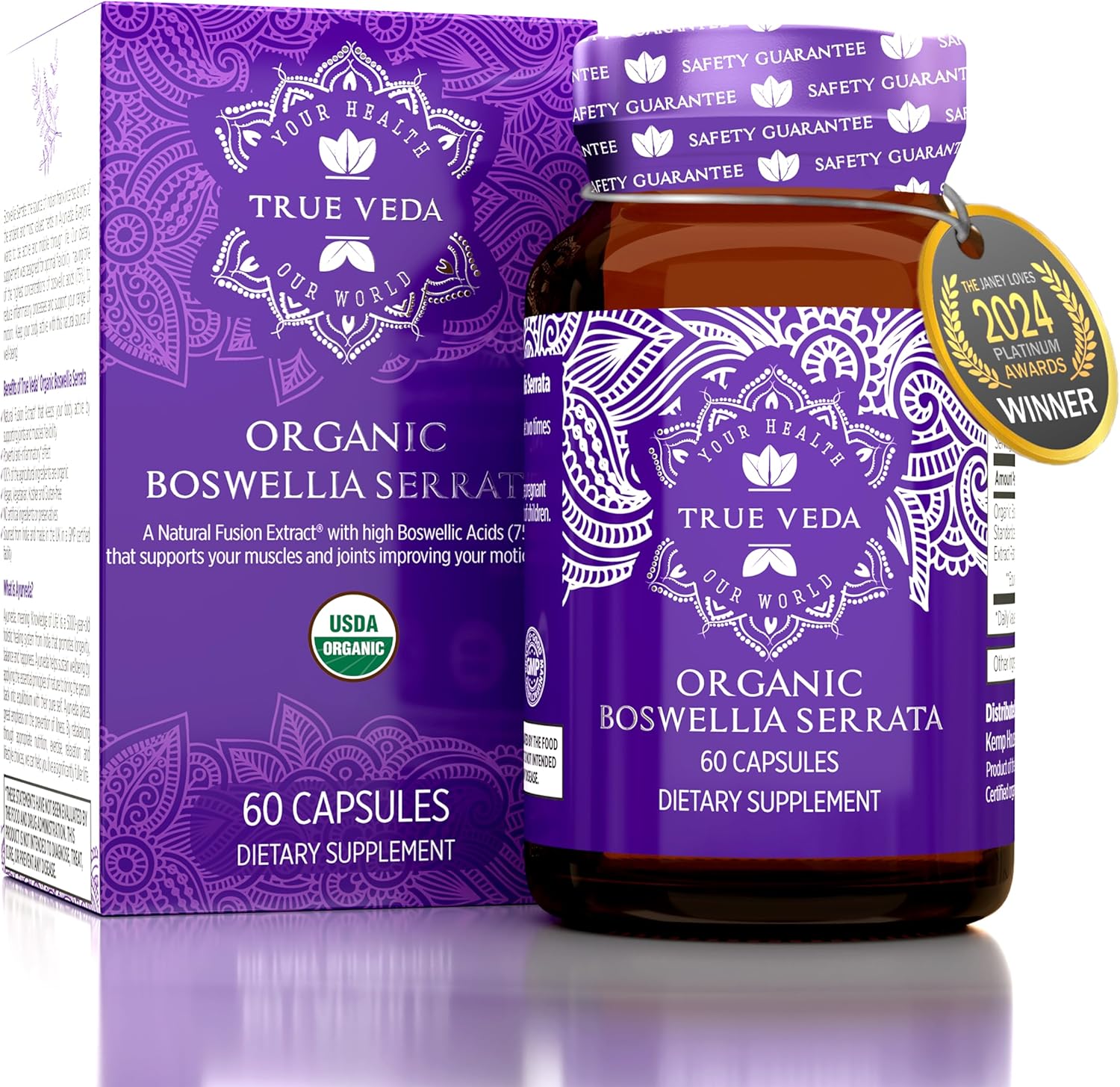 Organic Boswellia Extract Capsules - Boswellia Serrata Extract Capsules | Usda Organic Supplement | 5:1 Extract | Max Strength 75% Boswellic Acid | Boswellia Complex | 60 Vegan Boswellia Capsules