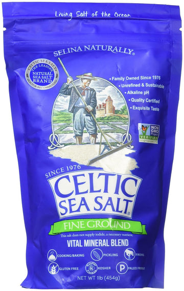 Fine Ground Celtic Sea Salt – 16 Ounce (Pack Of 1) Resealable Bag Of Nutritious, Classic Sea Salt, Great For Cooking, Baking, Pickling, Finishing And More, Pantry-Friendly, Gluten-Free