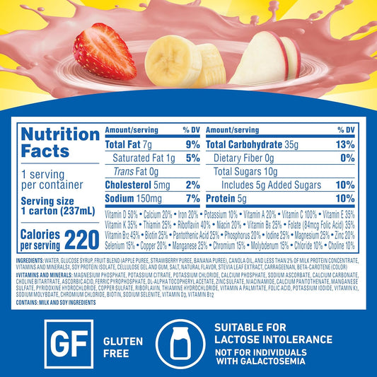 Carnation Breakfast Essentials Fruit And Protein Smoothie Nutritional Drink, Strawberry Banana, 24 – 8 Fl Oz Cartons