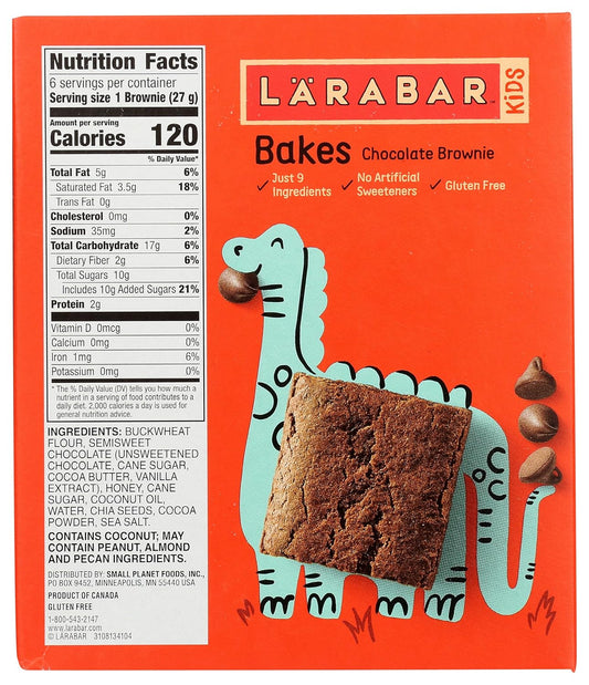 Larabar Kids Chocolate Brownie Gluten Free Bars, 0.96 Oz Bars, 6 Ct