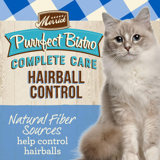 Merrick Purrfect Bistro Grain Free Cat Food, Complete Care Hairball Control Dry Cat Food Recipe - 4 Lb. Bag