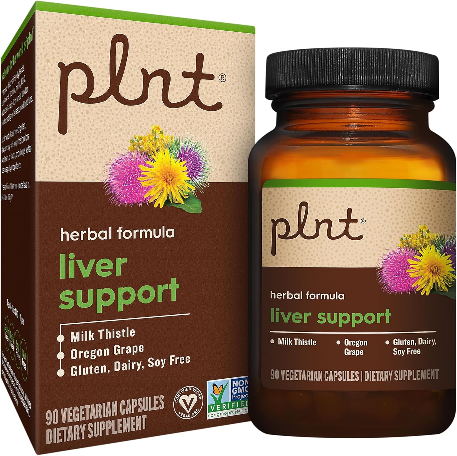 Plnt Liver Support A Herbal Formula With Milk Thistle & Oregon Grape (90 Vegetarian Capsules)