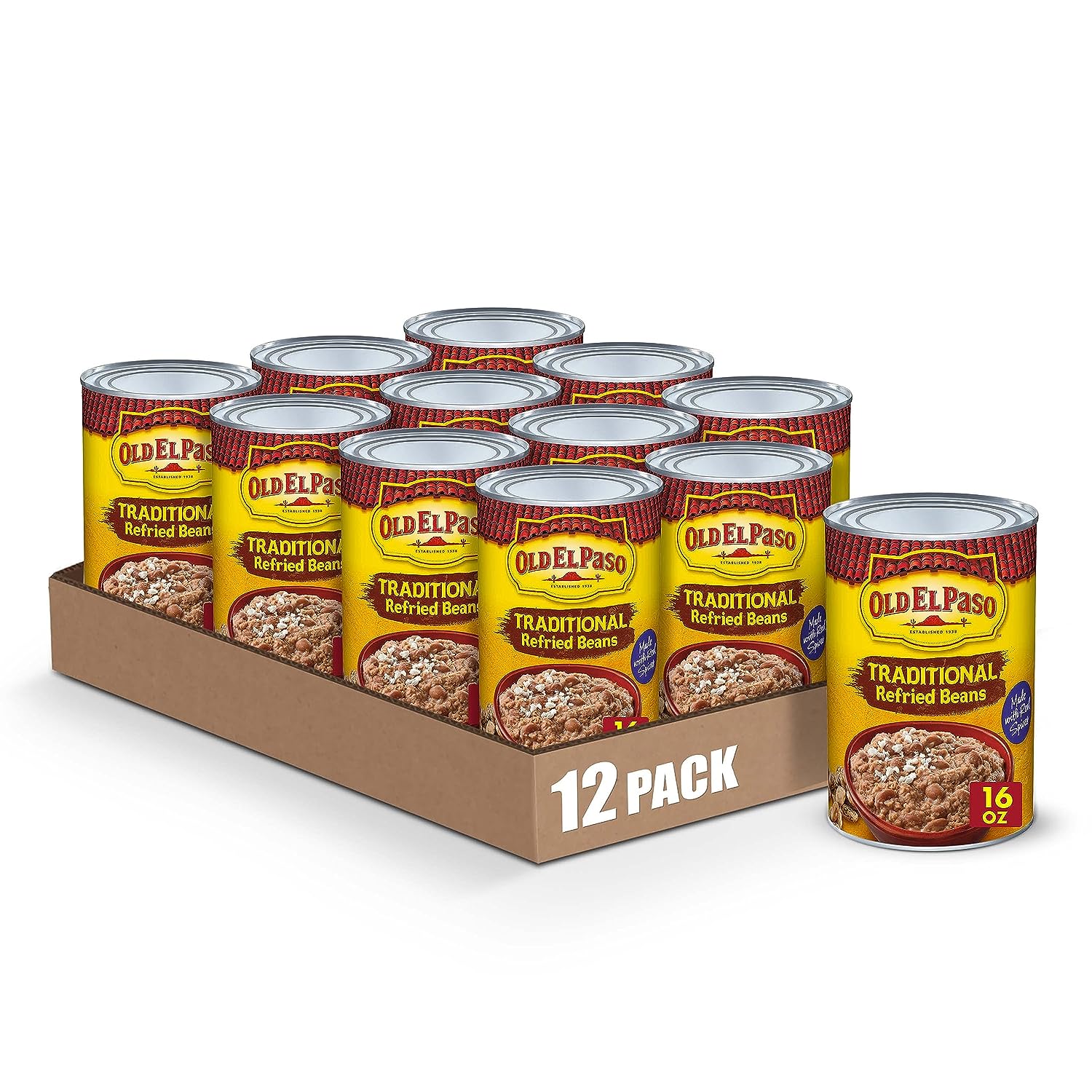 Old El Paso Traditional Canned Refried Beans, 16 oz. (Pack of 12)