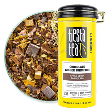 Tiesta Tea - Chocolate Ginger Turmeric, Spiced Cocoa Rooibos Tea, Premium Loose Leaf Tea Blend, Non-Caffeinated Tea, 50 Cups - 5 Ounce Refillable Tin