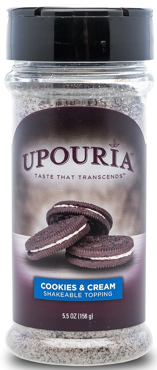 Upouria Cookies & Cream Shakeable Hot Cocoa and Coffee Topping 5.5 Ounce - (Pack of 2)