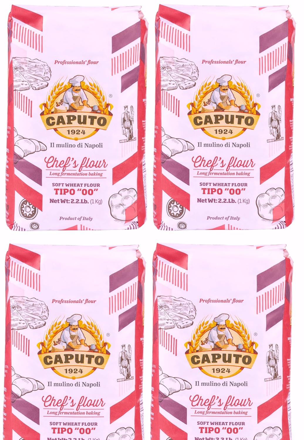 Antimo Caputo "00" Chefs Flour 1 Kilo, 2.2 Pound (Pack Of 4)