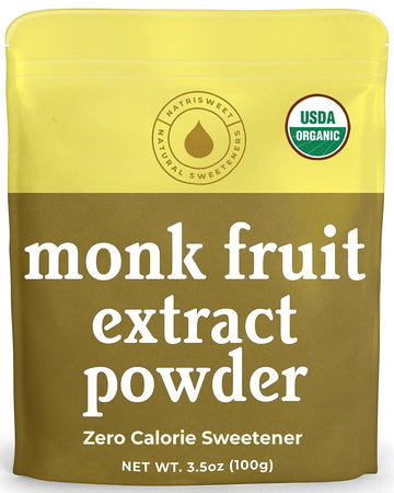 Natrisweet Organic Monk Fruit Extract, 3.5 Oz, Pure Monk Fruit Sweetener Organic With No Erythritol, No Fillers, Zero Calories, Pure Monkfruit Sweetener For Keto And Paleo Diet, 322 Servings