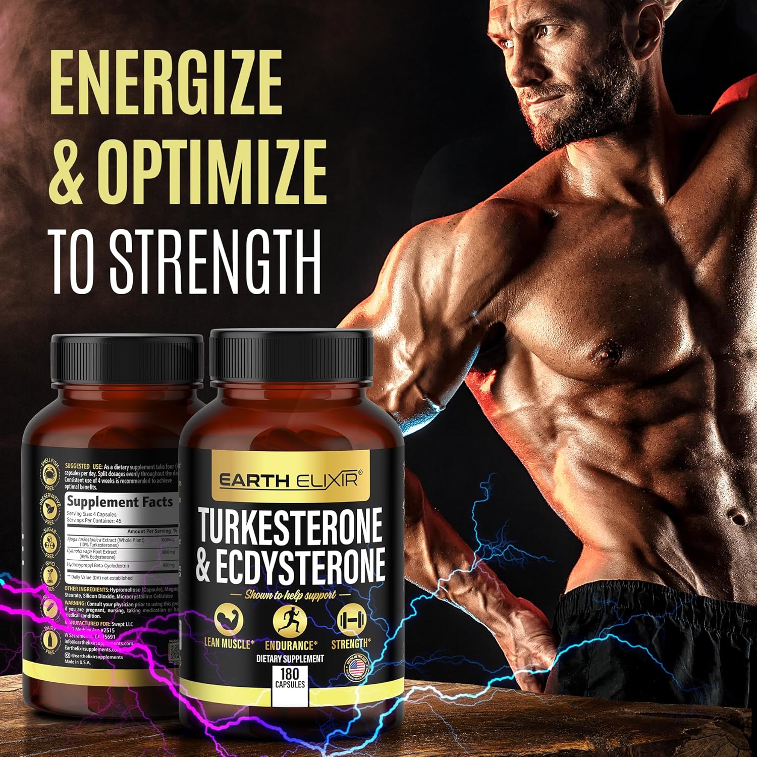 Earth Elixir Turkesterone & Ecdysterone – High Potency Turkesterone Supplement For Men & Women With 95% Beta Ecdysterone & Hydroxypropyl Beta Cyclodextrin – 180 Capsules, 45-Day Supply : Health & Household