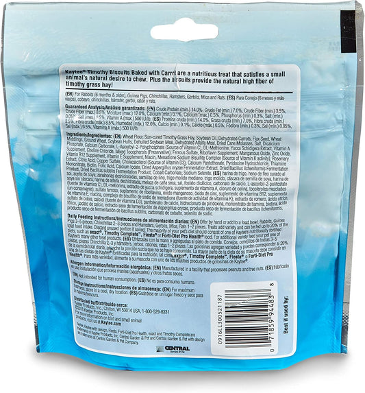 Kaytee Timothy Biscuits Baked Treat For Pet Guinea Pigs, Rabbits & Other Small Animals, Carrot, 4 Oz