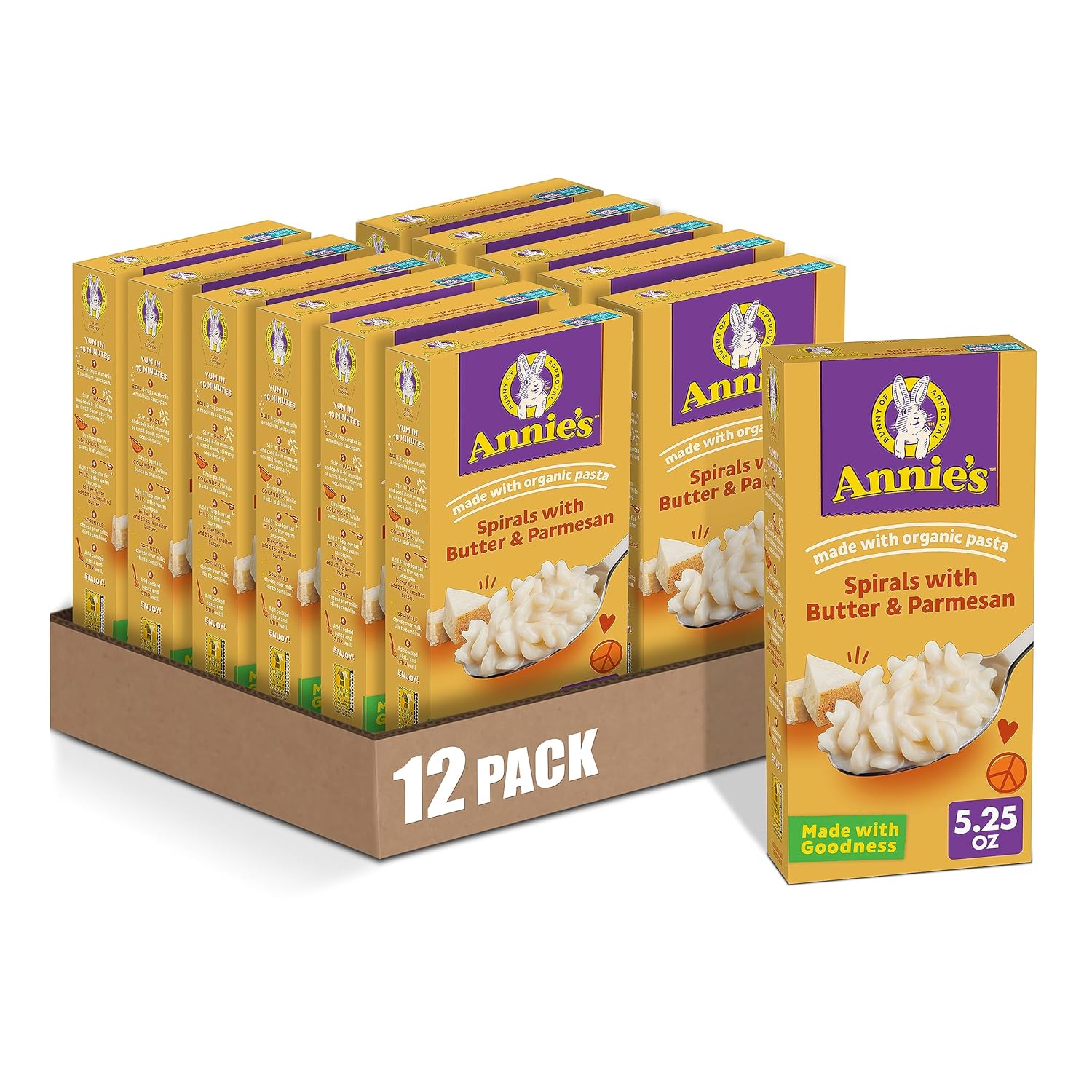 Annie’S Butter And Parmesan Spirals Macaroni & Cheese Dinner With Organic Pasta, 5.25 Oz (Pack Of 12)