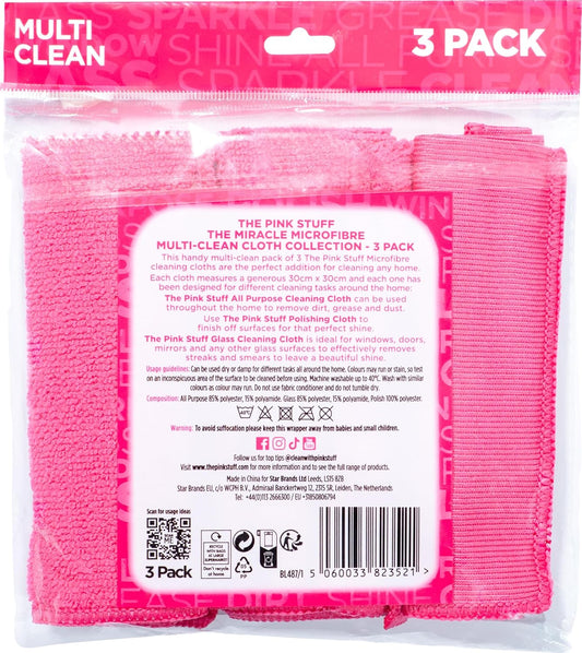 Stardrops – The Pink Stuff – Miracle Microfibre Cloth Collection 3 Pack