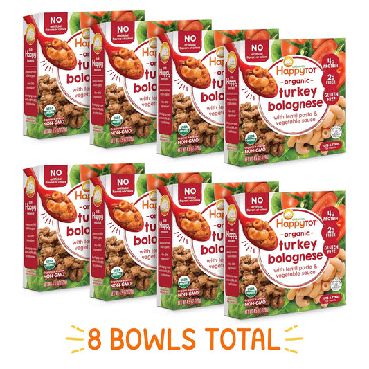 Happy Tot Organics Turkey Bolognese Bowl With Lentil Pasta, 4.5 Ounce Pouch (Pack Of 8) Packaging May Vary