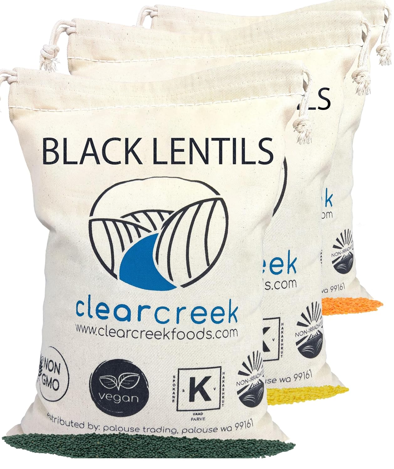 Red Lentils | Black Beluga Lentils | Golden Lentils | 12 LBS Total | Non-GMO | 100% Non Irradiated | Kosher | USA Grown | Vegan