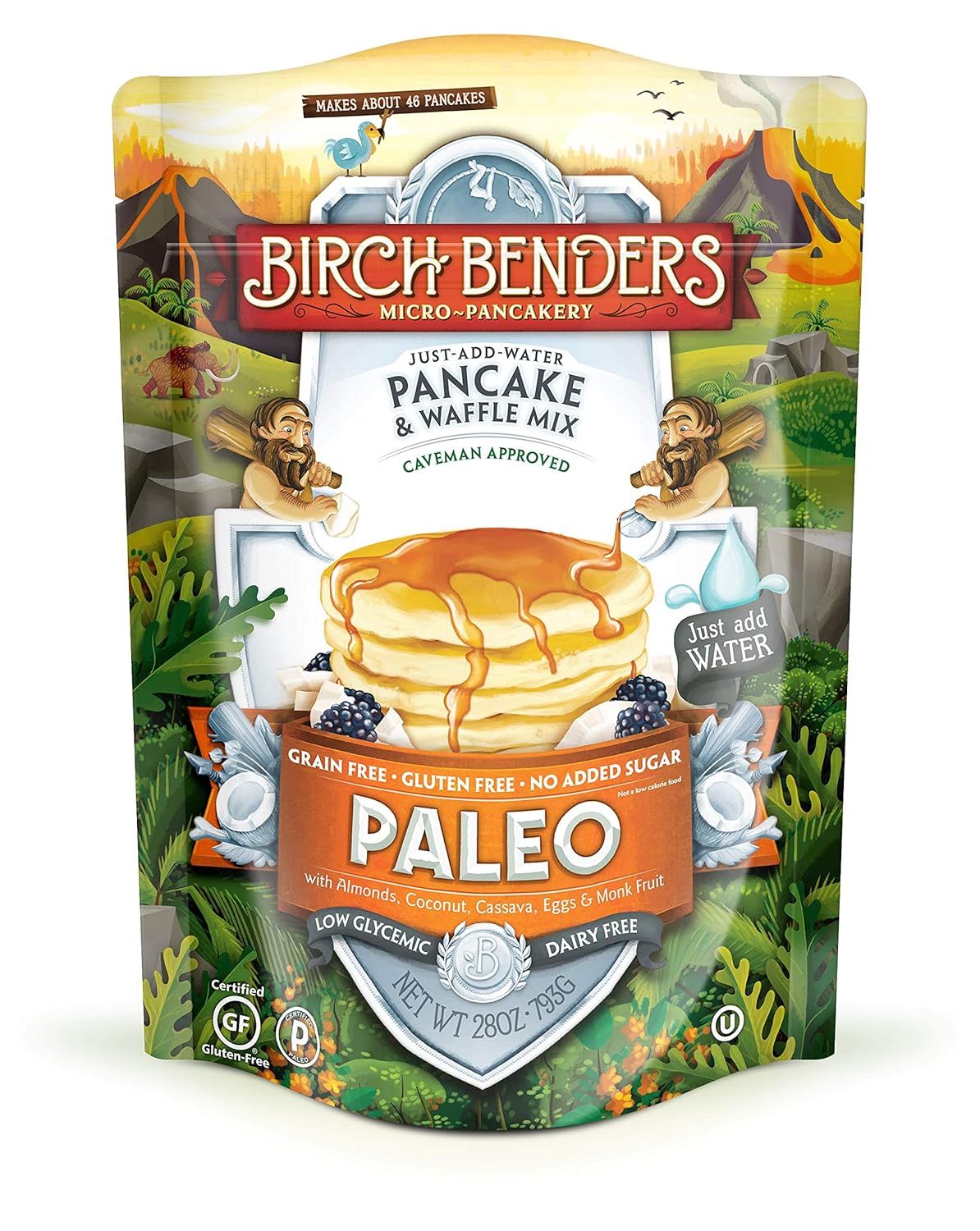 Birch Benders Paleo Pancake & Waffle Mix, Made With Cassava, Coconut & Almond Flour, Just Add Water, 28 Oz