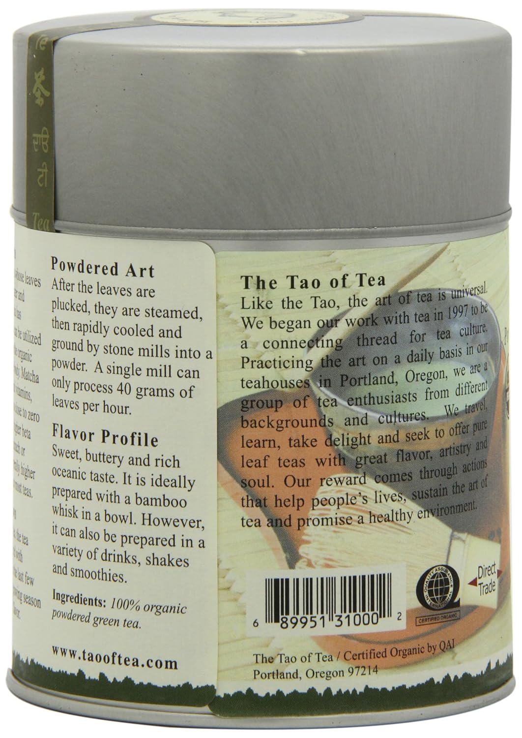 The Tao Of Tea Liquid Jade Powdered Matcha Green Tea, Loose Leaf, 3 Oz