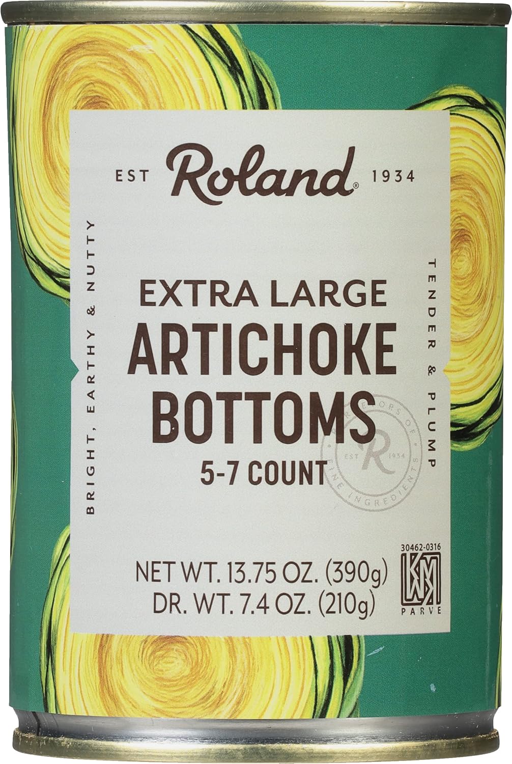 Roland Foods Extra Large Artichoke Bottoms, 5-7 Count, 13.75 Ounce Can, Pack Of 6