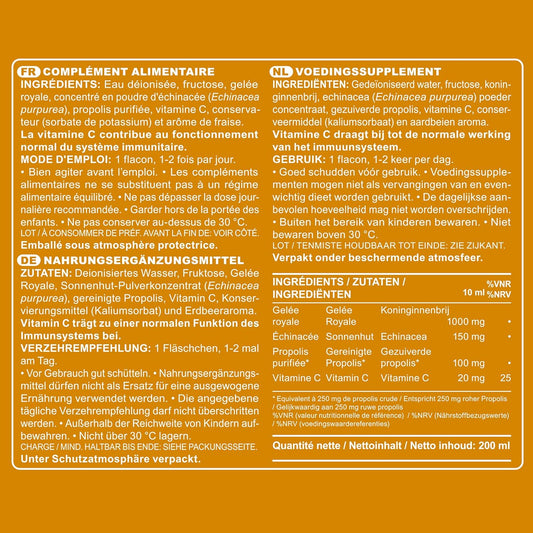 Marnys Propolvit 20 Drinkable Vials - For Defenses And Energy - With Royal Jelly, Purified Propolis, Echinacea And Vitamin C