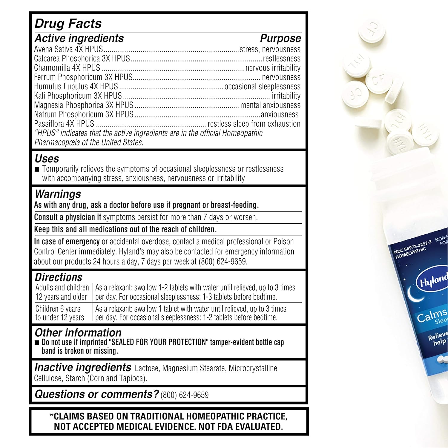 Hyland’s Calms Forte' Sleep Aid Tablets, Natural Relief of Nervous Tension and Occasional Sleeplessness, 100 Count (Pack of 3) : Health & Household