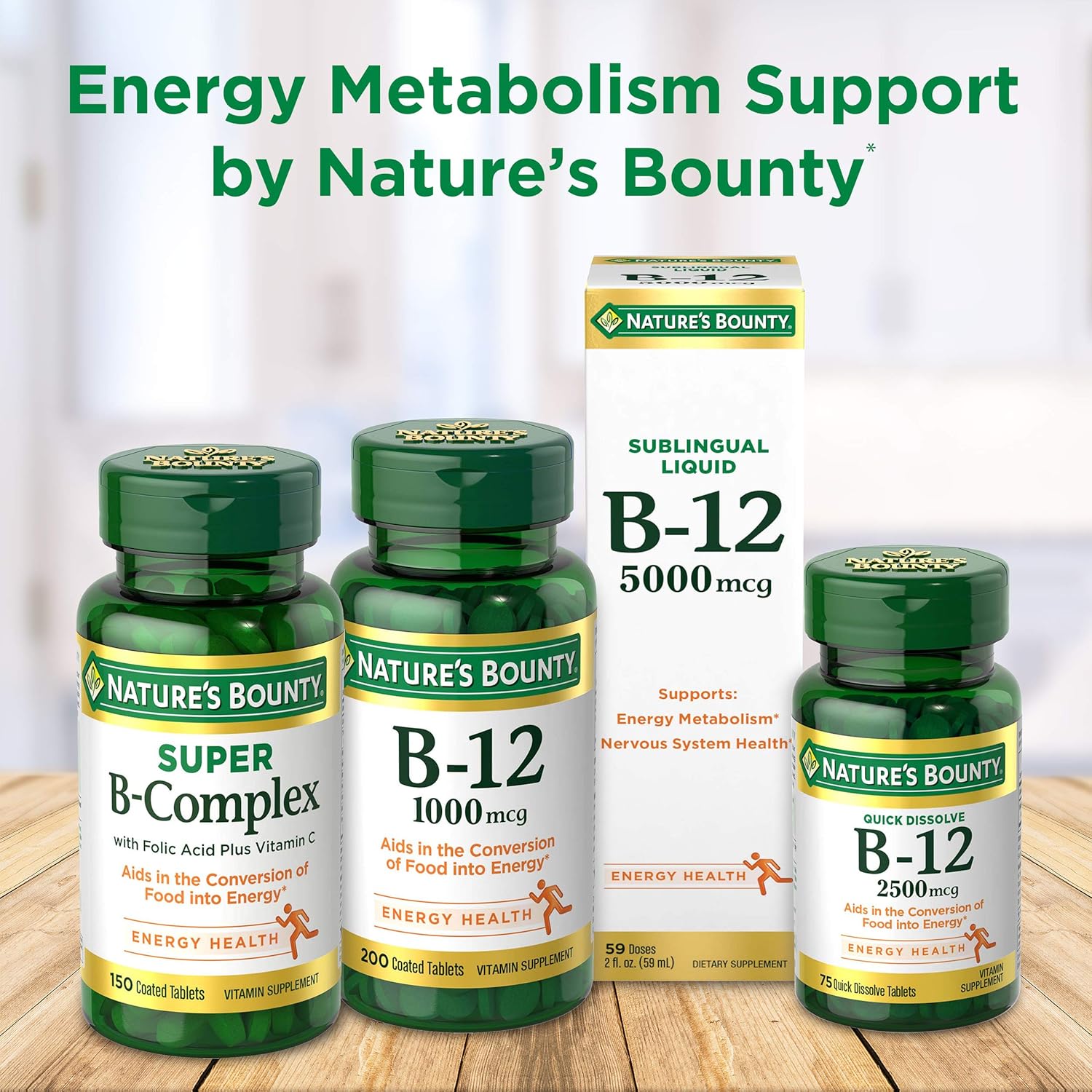 Nature's Bounty Vitamin B12 Gummies, Dietary Supplement, Supports Energy Metabolism and Nervous System Health, Mixed Berry Flavor, 500mcg, 90 Gummies (Packaging May Vary) : Health & Household