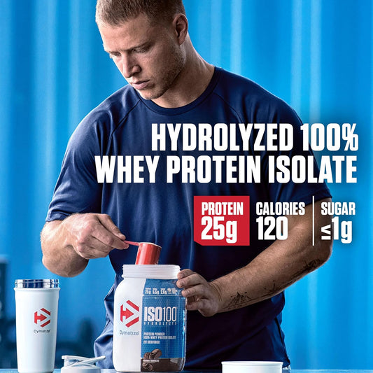 Dymatize Iso100 Hydrolyzed Protein Powder, 100% Whey Isolate Protein, 25G Of Protein, 5.5G Bcaas, Gluten Free, Fast Absorbing, Easy Digesting, Cookies And Cream, 20 Servings