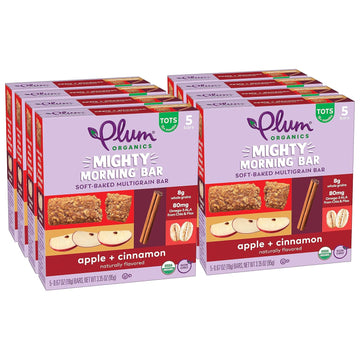 Plum Organics Mighty Morning Bars - Apple And Cinnamon - 0.67 Oz Bars (Pack Of 40) - Organic Toddler Food Multigrain Snack Bars